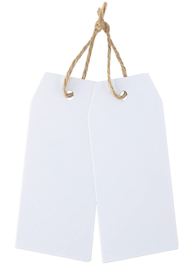 KINGLAKE Gift Tags,100 Pcs White Paper Blank Gift Tags with String for Wedding Favors,Craft Tags with Natural Jute Twine - Image 3